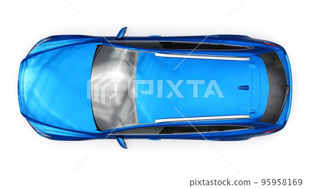 family mid-size city car station wagon on a white background. 3d rendering. family mid-size city car station wagon on a white background. 3d rendering. 95958169