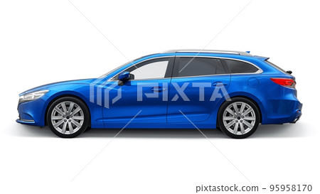 family mid-size city car station wagon on a white background. 3d rendering. family mid-size city car station wagon on a white background. 3d rendering. 95958170