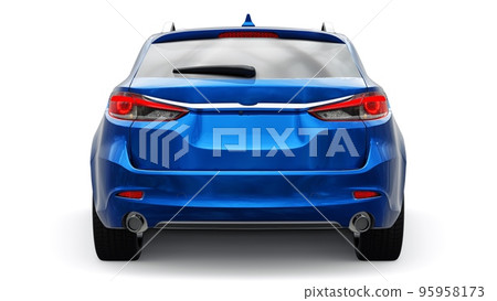 family mid-size city car station wagon on a white background. 3d rendering. 95958173