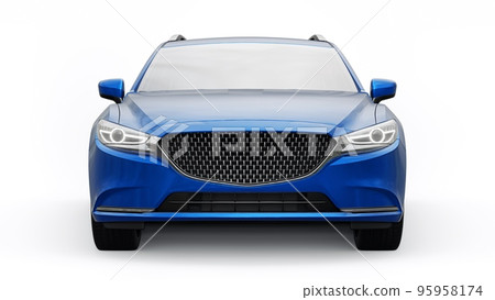 family mid-size city car station wagon on a white background. 3d rendering. family mid-size city car station wagon on a white background. 3d rendering. 95958174