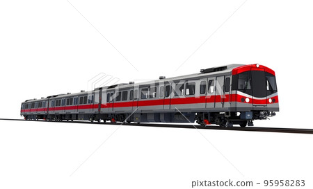 3d model of a subway train on a white isolated background. 3d rendering. 95958283