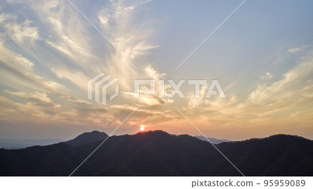 sunrise, sunset, glow, sunset, sunrise, sunset, mountain, mountain ridge, ridge, Pocheon-si, Gyeonggi-do 95959089