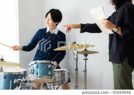 Drummer high school girl drum class 95959946