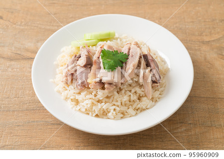 Hainanese Chicken Rice or steamed rice with chicken Hainanese Chicken Rice or steamed rice with chicken 95960909