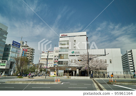 JR Sugamo station cherry blossoms spring clear weather 95961164
