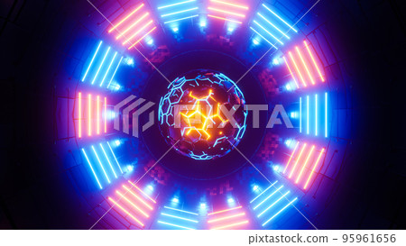 Rotating nuclear reactor core. 3D rendering illustration. 95961656