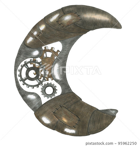 Colorful Steampunk Gear Hand Drawn Illustration. Gear Drawn by Color Pencils. Colorful Steampunk Gear Hand Drawn Illustration. Gear Drawn by Color Pencils. 95962250