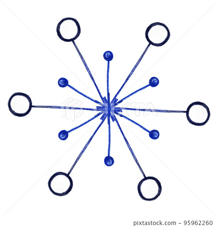 Blue Snowflake Isolated on White Background. Hand Drawn by Color Pencil. 95962260