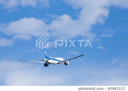 Passenger plane, airplane, All Nippon Airways, Boeing 777 that took off from Narita Airport Passenger plane, airplane, All Nippon Airways, Boeing 777 that took off from Narita Airport 95962511