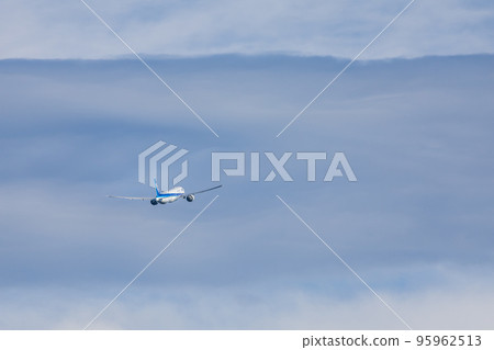Passenger plane, airplane, All Nippon Airways, Boeing 777 that took off from Narita Airport Passenger plane, airplane, All Nippon Airways, Boeing 777 that took off from Narita Airport 95962513