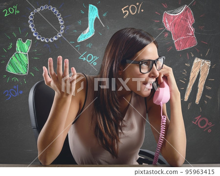 Woman talking about sale 95963415
