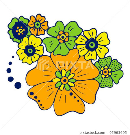 Colored Flowers Doodle Sketch. Hand-Drawn Isolated Illustration On White Background. Flowers For Design, Holiday And Birthday Card. Colored Flowers Doodle Sketch. Hand-Drawn Isolated Illustration On White Background. Flowers For Design, Holiday And Birthday Card. 95963695