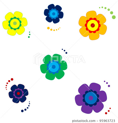 Set of Colorful Vector Flowers Isolated on White Background. 95963723