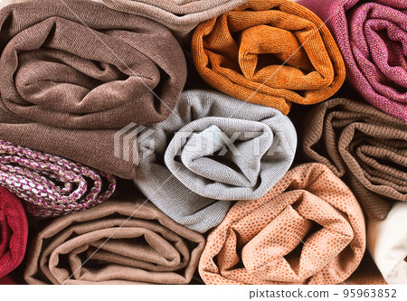 Pile of folded textile Pile of folded textile 95963852
