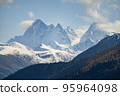 Panoramic aerial view of Caucasian Mountains 95964098