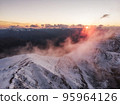 Panorama of a colored winter mountain landscape in South Tyrol 95964126