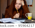 Woman is upset with the bills energy crisis 95964217