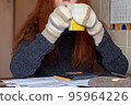 Woman is upset with the bills energy crisis 95964226