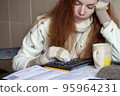Woman is upset with the bills energy crisis 95964231