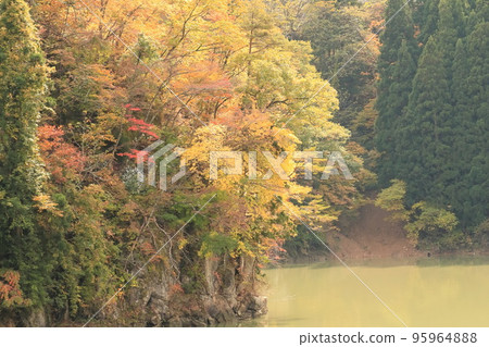 Fukushima Oku-Aizu Mugenkyo Pass Autumn Leaves 95964888