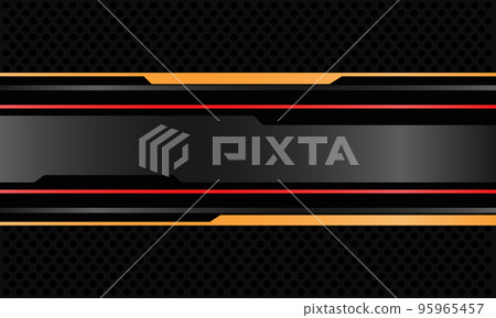Abstract red yellow black cyber thin line geometric on grey circle mesh design modern futuristic background vector 95965457