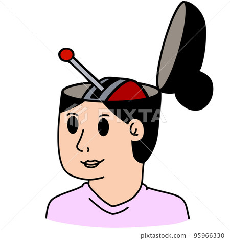 Lever in woman head. Psychological concept of switching problem 95966330