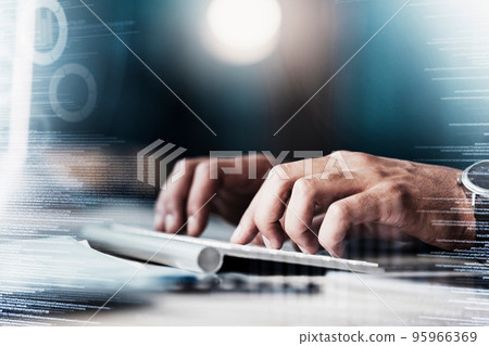 Developer, overlay and hands typing on a keyboard for digital transformation, cloud computing and code research. Software, programmer and web designer coding ai, it and programming website iot data Developer, overlay and hands typing on a keyboard for digital transformation, cloud computing and code research. Software, programmer and web designer coding ai, it and programming website iot data 95966369