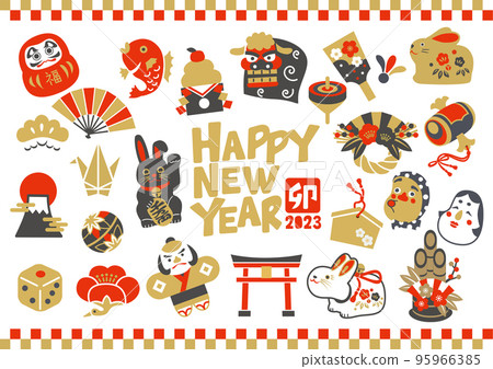 New year's lucky charm icon set New year's lucky charm icon set 95966385