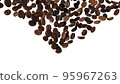 coffee beans falling down isolated on white background.  95967263