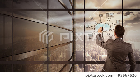 Businessman imagines a new vision of sharing Businessman imagines a new vision of sharing 95967626