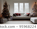 Living room home interior with christmas tree 95968224