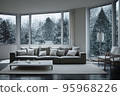 Living room home interior with christmas tree 95968226