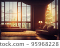 Living room home interior with christmas tree 95968228