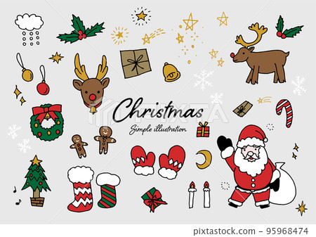 Hand-drawn cute Christmas illustration material using a pen Hand-drawn cute Christmas illustration material using a pen 95968474