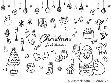 Hand-drawn cute Christmas illustration material using a pen 95968673
