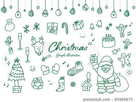 Hand-drawn cute Christmas illustration material using a pen Hand-drawn cute Christmas illustration material using a pen 95968675