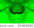 Illustration green curve in the shape of a heart., Abstract green background and many bright colors., desktop computer background, Illustration green curve. 95968980