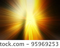 Abstract fractal gold background. Magic illustration, hyperspace motion in star trail. Exploding and expanding movement, Bright blast of light background. 95969253