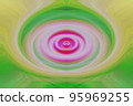 Illustration of pink and green fibers curves. Abstract circular motion. Abstract background with beautiful colors, abstract image of a beautiful flower. 95969255