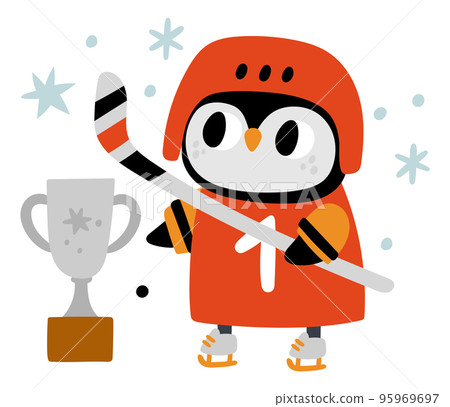 Cute sport animal. Baby owl hockey player 95969697