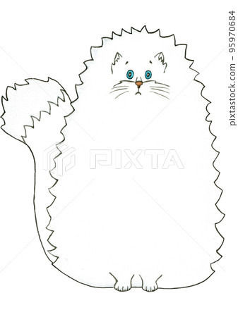 Watercolour hand drawn cat illustration 95970684