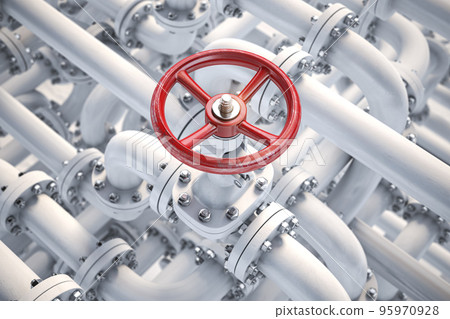 Oil or gas pipe line valve. Oil and gas control, extraction, production and transportation industrial background. Oil or gas pipe line valve. Oil and gas control, extraction, production and transportation industrial background. 95970928