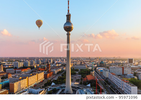 Berlin TV tower, wonderful aerial panorama, Germany 95971096