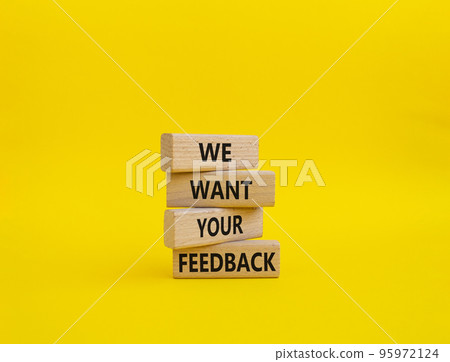 We want your feedback symbol. Wooden blocks with words We want your feedback. Beautiful yellow background. We want your feedback concept. Copy space. We want your feedback symbol. Wooden blocks with words We want your feedback. Beautiful yellow background. We want your feedback concept. Copy space. 95972124