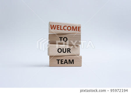 Welcome to our team symbol. Concept words Welcome to our team on wooden blocks. Beautiful white background. Business and Welcome to our team concept. Copy space. Welcome to our team symbol. Concept words Welcome to our team on wooden blocks. Beautiful white background. Business and Welcome to our team concept. Copy space. 95972194