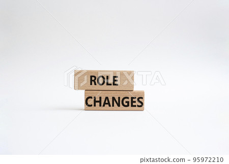 Role changes symbol. Concept words Role changes on wooden blocks. Beautiful white background. Business and Role changes concept. Copy space. Role changes symbol. Concept words Role changes on wooden blocks. Beautiful white background. Business and Role changes concept. Copy space. 95972210