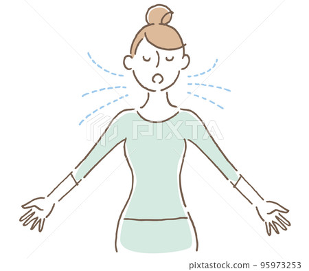 吸氣呼氣女人不同顏色（綠色） 95973253