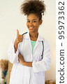 Portrait young woman doctor happy smiling confidence proud positive 95973362
