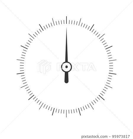 Round graphic measuring scale with arrow. 360 degree template of navigation, meteorological or level meter tool interface isolated on white background 95973817