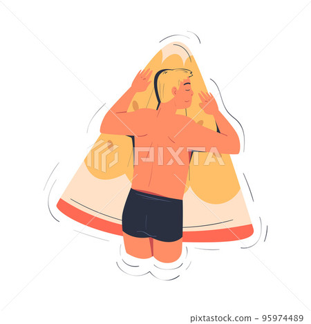 Man Character Floating on Air Mattress in Swimming Pool Vector Illustration 95974489